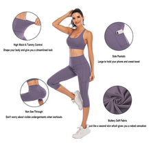 Load image into Gallery viewer, Steppe Naked Feeling High Waisted Yoga Pants Women's Workout Capris Leggings with Pockets Tummy Control Buttery Soft Running Compression Capris for Athletic Gym Exercise Fitness Purple
