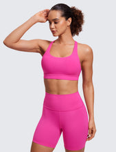 Load image into Gallery viewer, CRZ YOGA Women's Strappy Sports Bras Fitness Workout Padded Yoga Criss Cross Back Cami Hibiscus Purple
