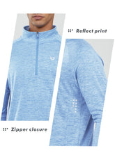 Load image into Gallery viewer, NORTHYARD Men's Quarter Zip Pullover – Long Sleeve Moisture-Wicking Running Shirt with UPF 50+ in Sky Heather
