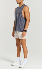 Load image into Gallery viewer, Project Titan Men's Drop Arm Tank Top – Cut Off Sleeveless Gym Shirt for Weightlifting &amp; Training in Dark Blue Grey
