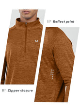 Load image into Gallery viewer, NORTHYARD Men's Long Sleeve Quarter Zip Running Shirt – Moisture Wicking Athletic Pullover | Orangeheather
