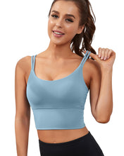 Load image into Gallery viewer, Everrysea Longline Sports Bra for Women Padded Workout Tank Tops Built in Bras Strappy Yoga Corp Top Camisole
