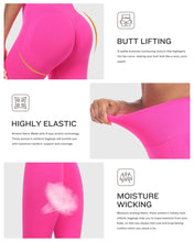 Load image into Gallery viewer, NORMOV Seamless Workout Butt Lifting Leggings - Booty Scrunch Gym Leggings for Women(Rose Red,S)
