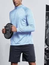 Load image into Gallery viewer, NORTHYARD Men's Quarter Zip Pullover – Long Sleeve Moisture-Wicking Running Shirt with UPF 50+ in Sky Heather
