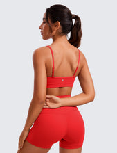 Load image into Gallery viewer, CRZ YOGA Butterluxe V-Neck Sports Bras for Women - Adjustable Thin Straps Padded Yoga Top Basic Wireless Camisole Deep Red
