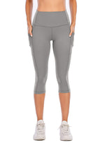 Load image into Gallery viewer, Steppe Naked Feeling High Waisted Yoga Pants Women's Workout Capris Leggings with Pockets Tummy Control Buttery Soft Running Compression Capris for Athletic Gym Exercise Fitness Grey
