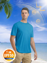Load image into Gallery viewer, MAGCOMSEN Men's UPF 50+ Short Sleeve Sun Shirt – Lightweight Quick Dry Running Tee | Blue Green
