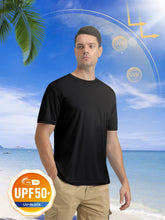 Load image into Gallery viewer, MAGCOMSEN Men's UPF 50+ Short Sleeve T-Shirt – Dry Fit Ultra Lightweight Athletic Gym Shirt | Black
