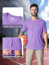 Load image into Gallery viewer, MAGCOMSEN Men's UPF 50+ Short Sleeve T-Shirt – Lightweight Moisture Wicking Gym &amp; Running Shirt | Light Purple
