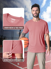 Load image into Gallery viewer, MAGCOMSEN Men's UPF 50+ Short Sleeve Dry-Fit T-Shirt – Lightweight Rash Guard Workout Shirt | Grey Pink
