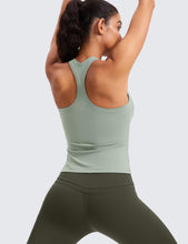 Load image into Gallery viewer, CRZ YOGA Butterluxe Racerback Workout Tank Tops for Women Sleeveless Camisole Gym Athletic Yoga Shirts Green Palm Court
