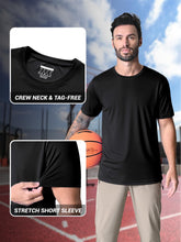 Load image into Gallery viewer, MAGCOMSEN Men's UPF 50+ Short Sleeve T-Shirt – Dry Fit Ultra Lightweight Athletic Gym Shirt | Black

