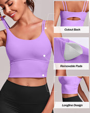 Load image into Gallery viewer, Everrysea Longline Sports Bra for Women Padded Workout Tank Tops Built in Bras Strappy Yoga Corp Top Camisole
