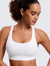Load image into Gallery viewer, CRZ YOGA Women's Strappy Sports Bras Fitness Workout Padded Yoga Criss Cross Back Cami White
