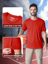 Load image into Gallery viewer, MAGCOMSEN Men's UPF 50+ Short Sleeve Dry-Fit T-Shirt – Lightweight Quick Dry Athletic Tee | Tomato
