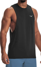 Load image into Gallery viewer, Project Titan Men's Drop Arm Tank Top – Loose Fit Cut Off Sleeveless Gym Shirt for Weightlifting &amp; Training in Black
