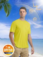 Load image into Gallery viewer, MAGCOMSEN Men's UPF 50+ Short Sleeve T-Shirt – Lightweight Dry Fit Running &amp; Gym Shirt | Yellow
