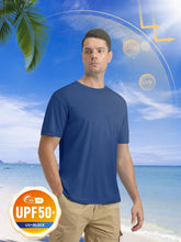 Load image into Gallery viewer, MAGCOMSEN Men's UPF 50+ Short Sleeve T-Shirt – Lightweight Quick Dry Rash Guard | Blue Grey
