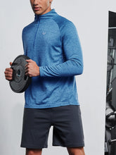 Load image into Gallery viewer, NORTHYARD Men's Short Sleeve Workout Gym Shirt – Quick Dry Athletic T-Shirt | Blue Heather
