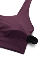 Load image into Gallery viewer, CRZ YOGA Butterluxe Womens U Back Sports Bra - Scoop Neck Padded Low Impact Yoga Clothes Workout Crop Top with Built in Pads Deep Purple
