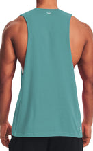 Load image into Gallery viewer, Project Titan Men's Drop Arm Tank Top – Loose Fit Cut Off Sleeveless Gym Shirt for Weightlifting &amp; Training in Teal Green
