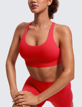 Load image into Gallery viewer, CRZ YOGA Women's Strappy Sports Bras Fitness Workout Padded Yoga Criss Cross Back Cami Crimson
