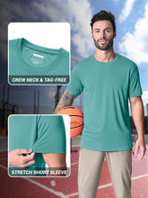 Load image into Gallery viewer, MAGCOMSEN Men's UPF 50+ Short Sleeve T-Shirt – Lightweight Moisture Wicking Gym &amp; Running Shirt | Grey Green

