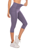 Load image into Gallery viewer, Steppe Naked Feeling High Waisted Yoga Pants Women's Workout Capris Leggings with Pockets Tummy Control Buttery Soft Running Compression Capris for Athletic Gym Exercise Fitness Purple
