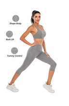 Load image into Gallery viewer, Steppe Naked Feeling High Waisted Yoga Pants Women's Workout Capris Leggings with Pockets Tummy Control Buttery Soft Running Compression Capris for Athletic Gym Exercise Fitness Grey
