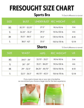 Load image into Gallery viewer, FRESOUGHT Beach Outfits for Women Summer 2 Piece Sets 2023 Vacation Sexy Trendy Workout Gym Biker Shorts Set Dye Green

