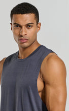 Load image into Gallery viewer, Project Titan Men's Drop Arm Tank Top – Cut Off Sleeveless Gym Shirt for Weightlifting &amp; Training in Dark Blue Grey
