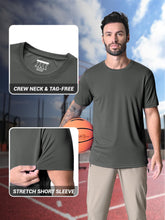 Load image into Gallery viewer, MAGCOMSEN Men's UPF 50+ Short Sleeve Running Shirt – Lightweight Moisture Wicking Hiking Tee | Dark Grey

