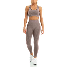 Load image into Gallery viewer, WodoWei Women 2 Piece Workout Outfits Sports Bra Seamless Leggings Yoga Gym Activewear Set (YO610-Brown Marl)
