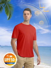Load image into Gallery viewer, MAGCOMSEN Men's UPF 50+ Short Sleeve Dry-Fit T-Shirt – Lightweight Quick Dry Athletic Tee | Tomato
