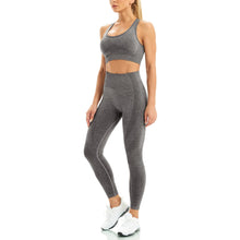 Load image into Gallery viewer, WodoWei Women 2 Piece Workout Outfits Sports Bra Seamless Leggings Yoga Gym Activewear Set (YO601-Dark grey marl)
