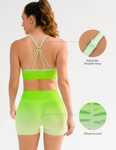 Load image into Gallery viewer, FRESOUGHT Beach Outfits for Women Summer 2 Piece Sets 2023 Vacation Sexy Trendy Workout Gym Biker Shorts Set Dye Green
