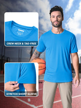 Load image into Gallery viewer, MAGCOMSEN Men's UPF 50+ Short Sleeve T-Shirt – Ultra Lightweight Dry Fit Hiking Active Tee | Azure
