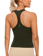 Load image into Gallery viewer, CRZ YOGA Butterluxe Racerback Workout Tank Tops for Women Sleeveless Camisole Gym Athletic Yoga Shirts Olive Green
