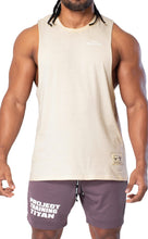 Load image into Gallery viewer, Project Titan Men's Drop Arm Tank Top – Cut Off Sleeveless Gym Shirt for Weightlifting &amp; Bodybuilding in Oat Milk

