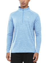 Load image into Gallery viewer, NORTHYARD Men's Quarter Zip Pullover – Long Sleeve Moisture-Wicking Running Shirt with UPF 50+ in Sky Heather
