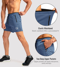 Load image into Gallery viewer, G Gradual Men's 5" Running Shorts with Zip Pockets – Quick-Dry Gym &amp; Athletic Workout Shorts in Dusty Blue
