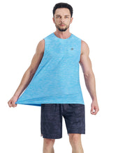 Load image into Gallery viewer, EZRUN Men's Quick Dry Muscle Tank Top – Sleeveless Gym &amp; Athletic Workout Shirt | Light Blue
