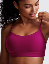 Load image into Gallery viewer, CRZ YOGA Butterluxe Womens Y Back Sports Bra - Padded Racerback Low Impact Spaghetti Thin Strap Workout Yoga Top Magenta Purple
