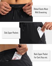 Load image into Gallery viewer, Pudolla Men's Lightweight Tapered Jogger Pants with Zip Pockets – Quick-Dry Athletic Running Joggers in Black
