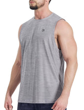 Load image into Gallery viewer, EZRUN Men's Quick Dry Muscle Tank Top – Sleeveless Gym &amp; Athletic Workout Shirt | Light Grey
