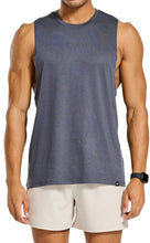 Load image into Gallery viewer, Project Titan Men's Drop Arm Tank Top – Cut Off Sleeveless Gym Shirt for Weightlifting &amp; Training in Dark Blue Grey
