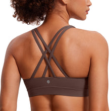 Load image into Gallery viewer, CRZ YOGA Women's Strappy Sports Bras Fitness Workout Padded Yoga Criss Cross Back Cami Taupe
