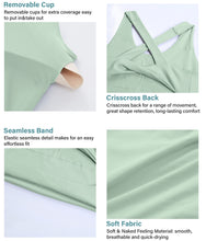 Load image into Gallery viewer, JOYSPELS Sports Bras for Women Extra Comfort Criss-Cross Back Padded Workout Tops for Women Medium Support Pale Green
