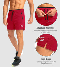 Load image into Gallery viewer, G Gradual Men's 5" Running Shorts with Zip Pockets – Quick-Dry Gym &amp; Athletic Workout Shorts in Red
