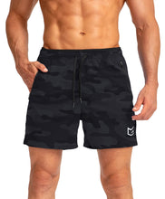 Load image into Gallery viewer, G Gradual Men's 5" Running Shorts with Zip Pockets – Quick-Dry Gym &amp; Athletic Workout Shorts in Grey Camo
